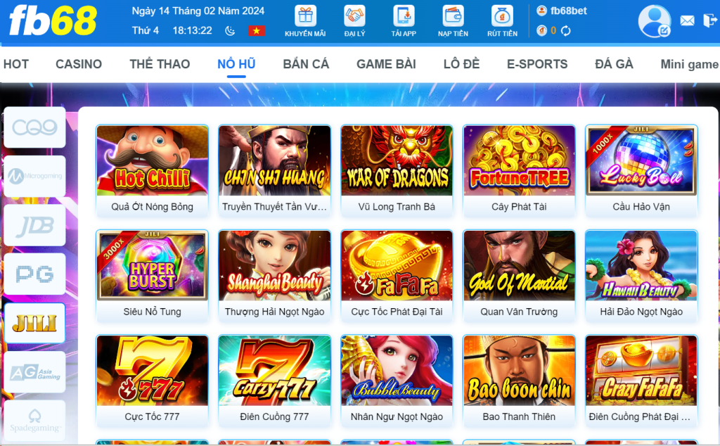 Giới thiệu sảnh game nổ hũ Jili FB68