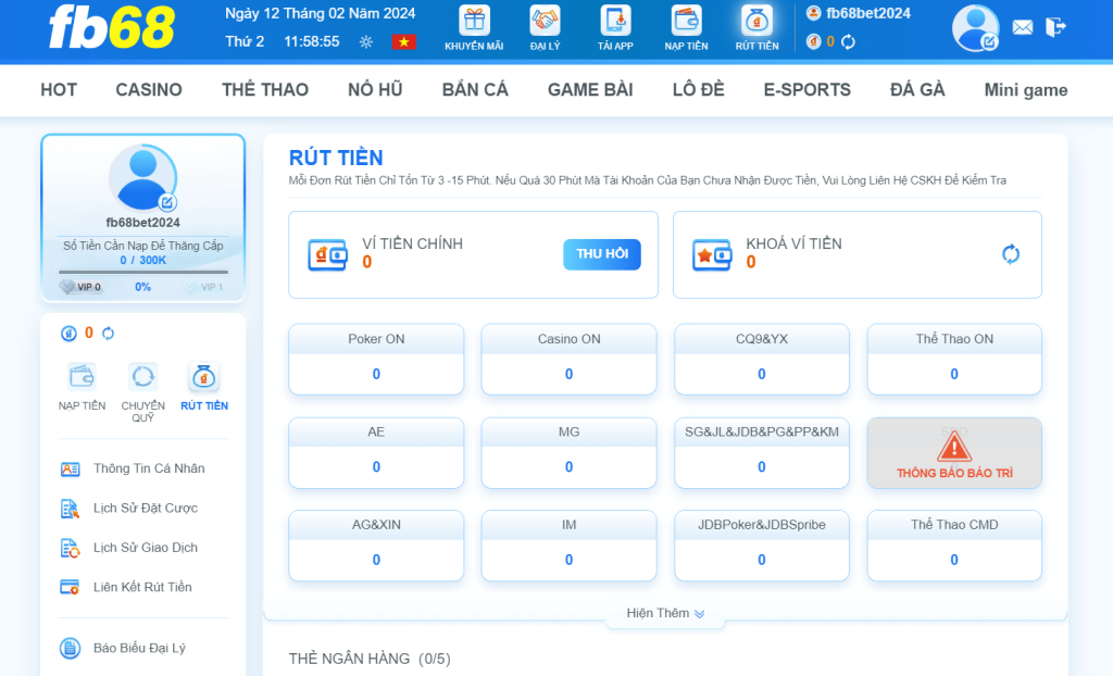 Điều kiện rút tiền FB68